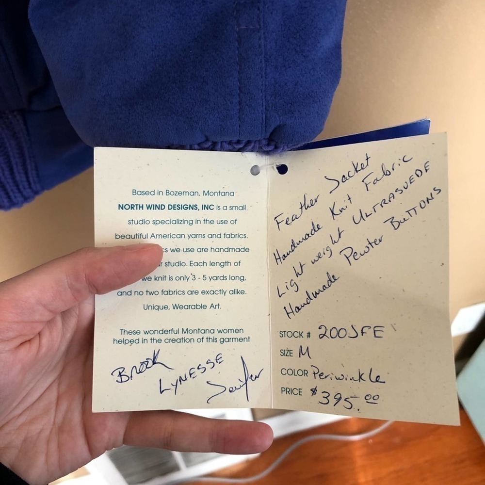 NWT Multi-Color Suede Coat with Feather Designs S… - image 6